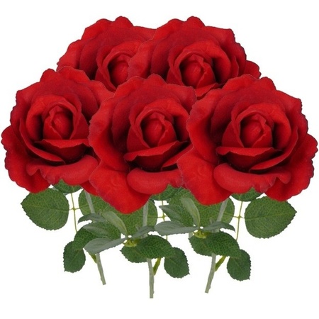 5x Kunstbloem roos Carol rood 37 cm