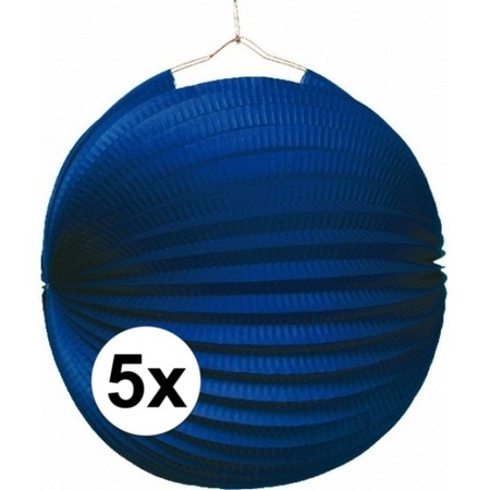 5x Blue lanterns 22 cm