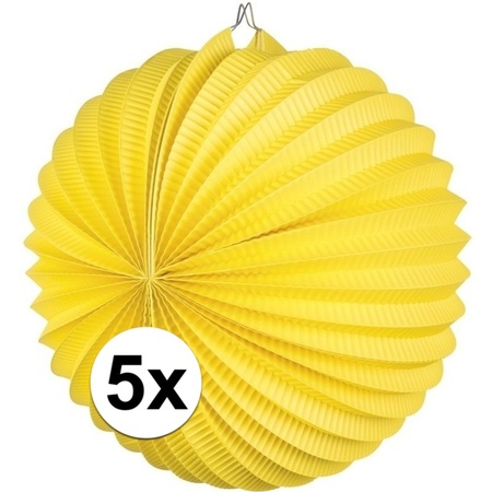 5x Lampionnen geel 22 cm