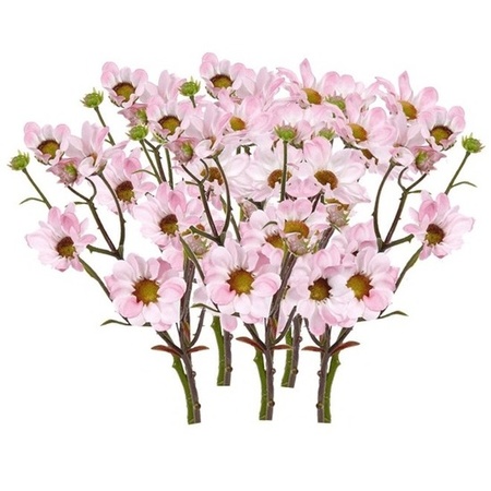 5x Licht roze margriet kunstbloemen tak 44 cm