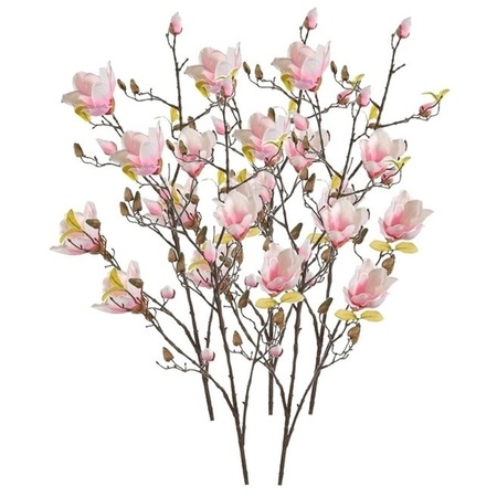 5x Roze Magnolia kunstbloemen tak 105 cm