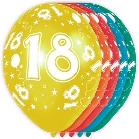 5x 18 Year theme balloons 30 cm