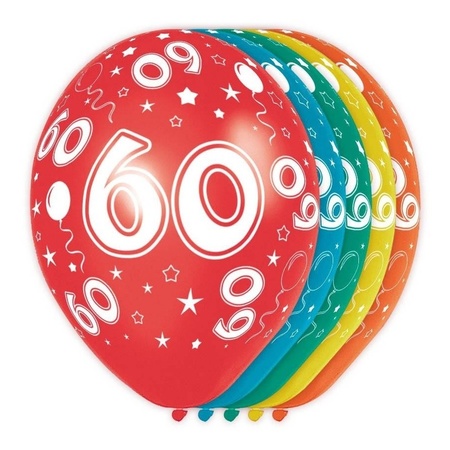 5x 60 Year theme balloons 30 cm