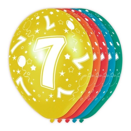 5x pieces 7 Years theme balloons 30 cm