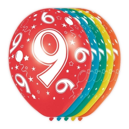 5x 9 Year balloons 30 cm