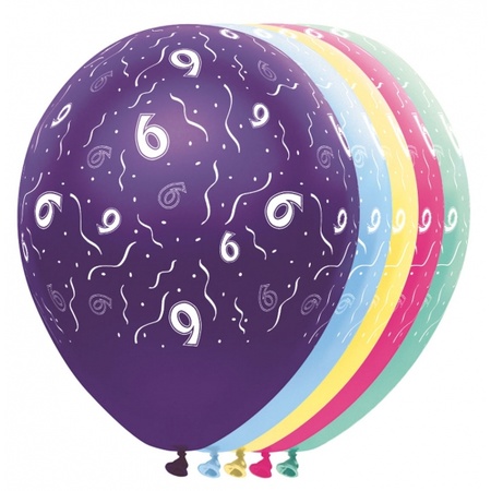 5x stuks Helium leeftijd verjaardag ballonnen 6 jaar thema