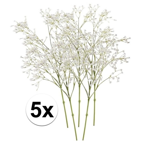 5x Witte gipskruid kunstbloemen 65 cm
