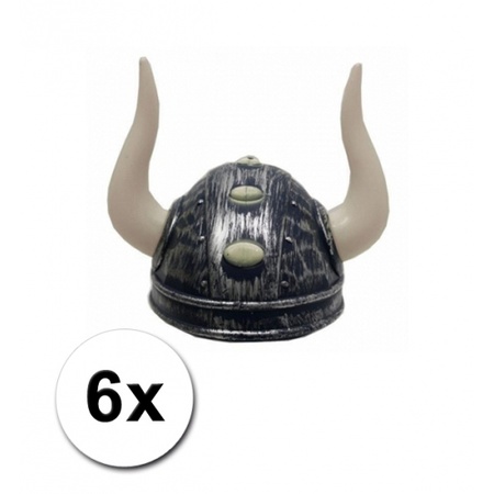 6 Zilveren Viking helmen voor volwassenen