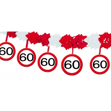 60 jaar verjaardag feest slingers met stopborden van 4 meter