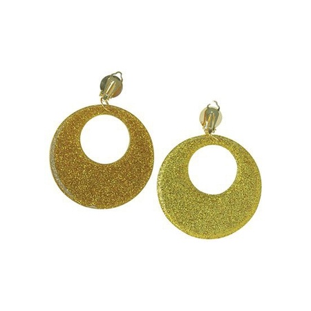 Sixties disco glitter earrings golden