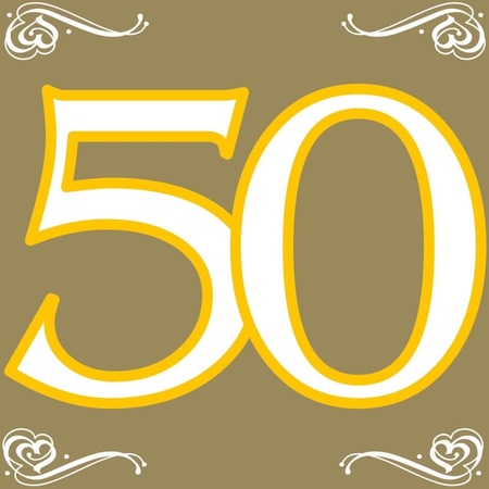 60x 50 years age party theme napkins gold 33 x 33 cm paper