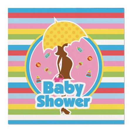 60x Babyshower feest servetten gekleurd 25 x 25 cm papier