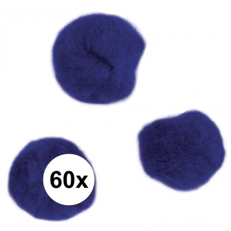 60x knutsel pompons 15 mm donkerblauw