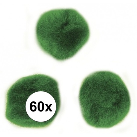 60x craft pompoms 15 mm green