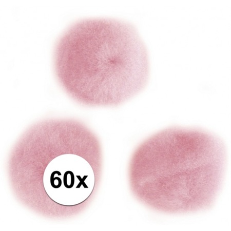 60x craft pompoms 15 mm pink