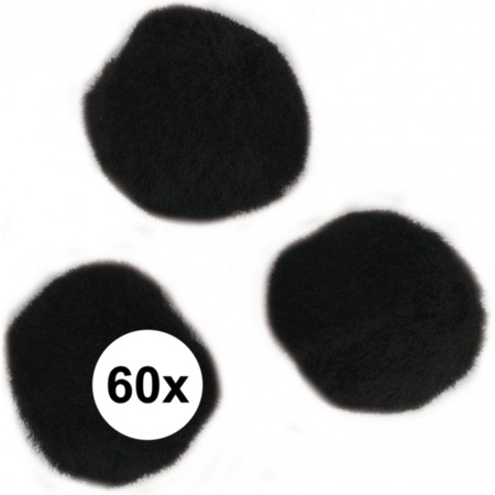 Knutsel materiaal zwarte pompons 15 mm