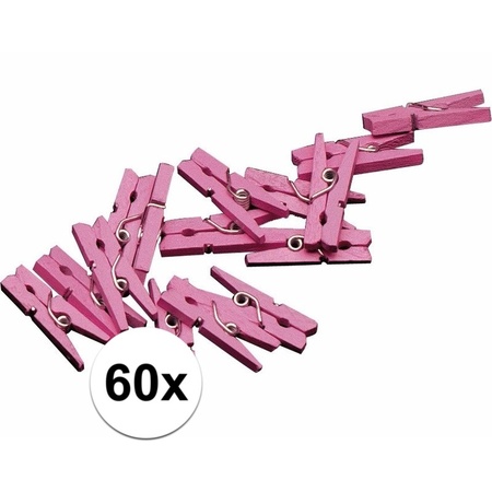 60x geboortekaartjes knijpertjes roze
