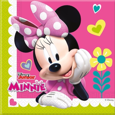 60x Minnie Mouse party theme napkins 33 x 33 cm paper