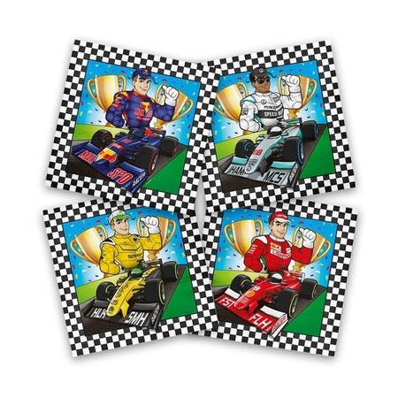 60x Race/Formule 1 themafeest servetten gekleurd 33 x 33 cm
