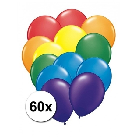 60x Rainbow balloons 