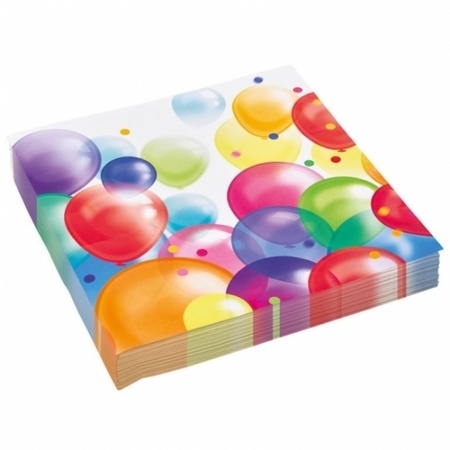 60x stuks feest servetten met ballonnen print 33 x 33 cm