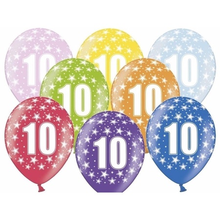 6x Ballonnen 10 jaar thema met sterretjes