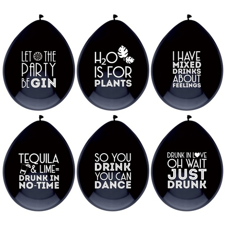 6x Balloons drink quotes