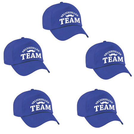 6x Blue Vrijgezellen Team cap for adults