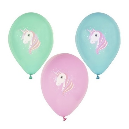 6x Unicorn print balloons 29 cm