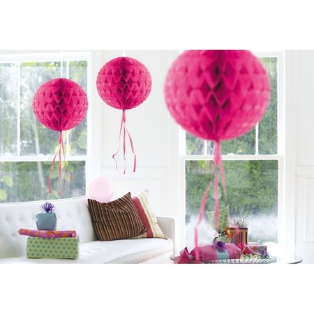 6x Decoration balls bright pink  30 cm