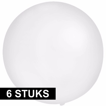 6x Grote ballonnen van 60 cm wit