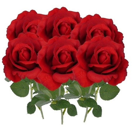 6x Kunstbloem roos Carol rood 37 cm