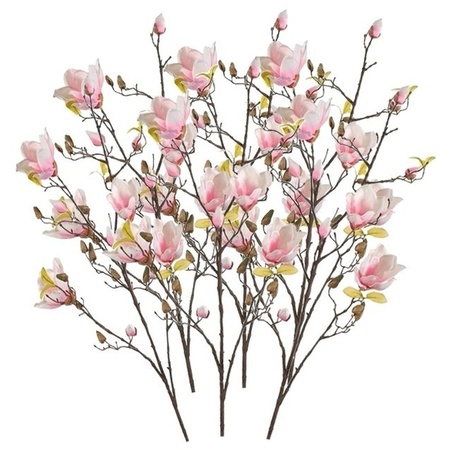6x Pink Magnolia artificial flowers branch 105 cm