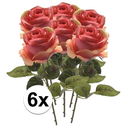 6x Roze roos kunstbloem Simone 45 cm