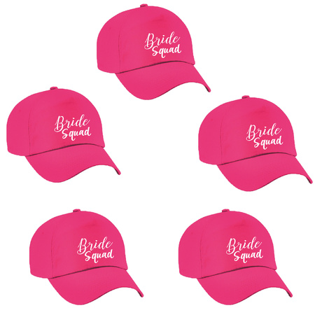 6x Pink Bride Squad cap for adults