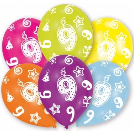 6x piecs balloons multi-colour 9 years