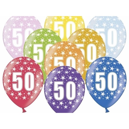 6x stuks 50e verjaardag ballonnen met sterretjes