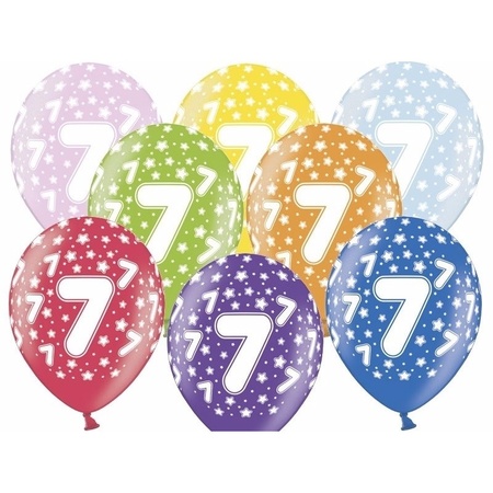 6x stuks Ballonnen 7 jaar thema met sterretjes