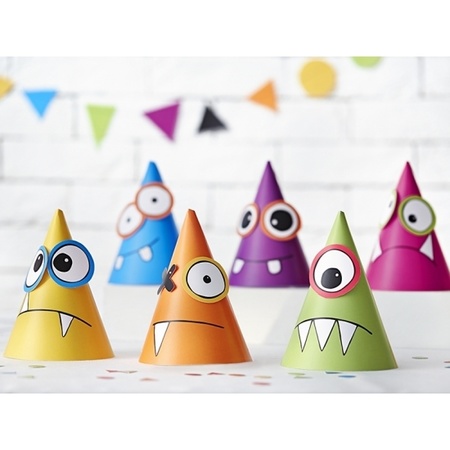 6x DIY party hats monsters