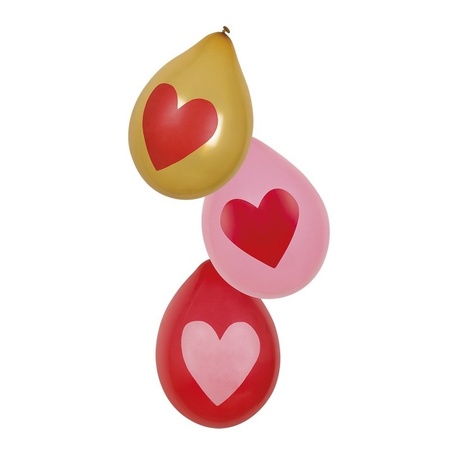 Harts thema balloons love red, pink and gold 6x pieces