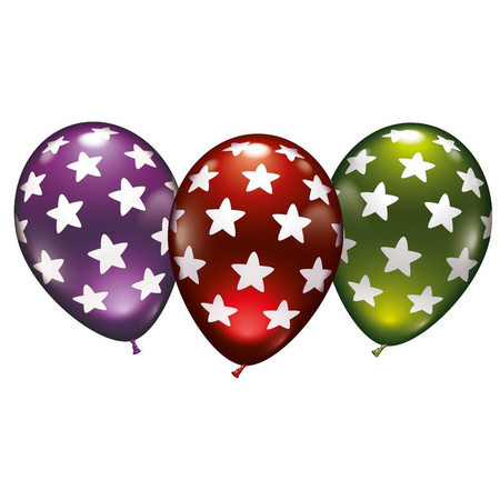 6x pieces luxe metallic stars balloons 30 cm