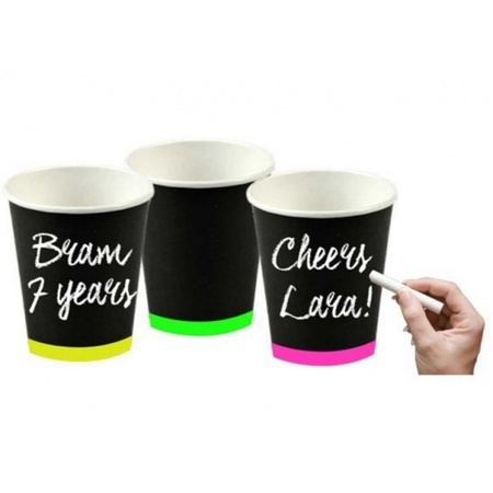 6x Neon paper cups writable