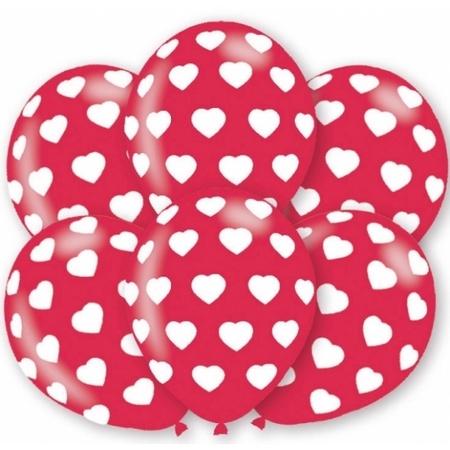 Hearts print balloons 6x pieces