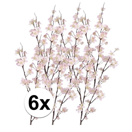 6x Pieces pink apple blossom artificial flower/branch with 17 flowers 84 cm
