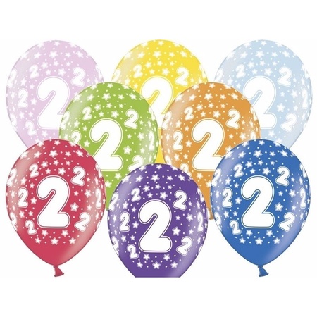 6x stuks verjaardag ballonnen 2 jaar thema met sterretjes