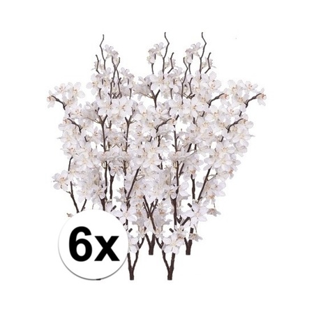 6x Pieces white apple blossom artificial flower/branch with 57 flowers 84 cm