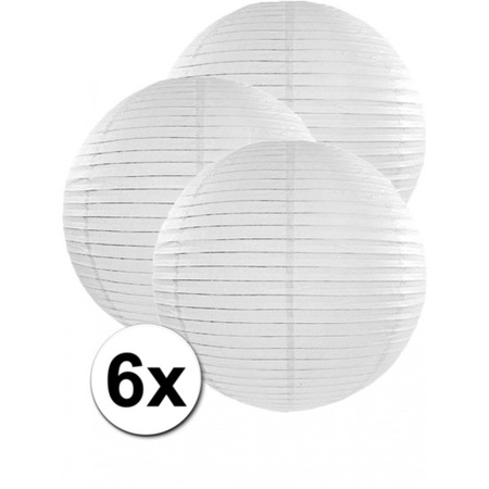 6x white paper lanterns 50 cm