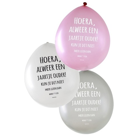 6x Birthday balloons hoera alweer een jaartje ouder