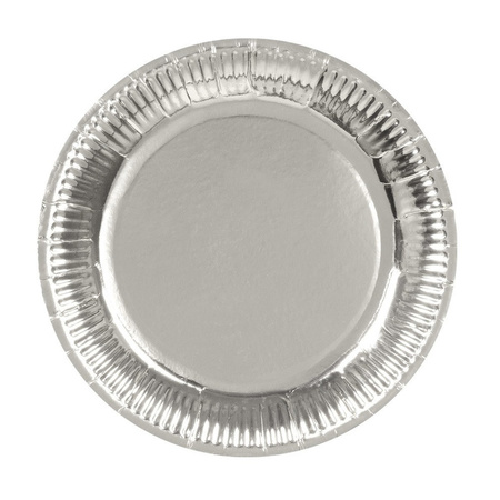 6x Zilveren feest borden van karton 23 cm