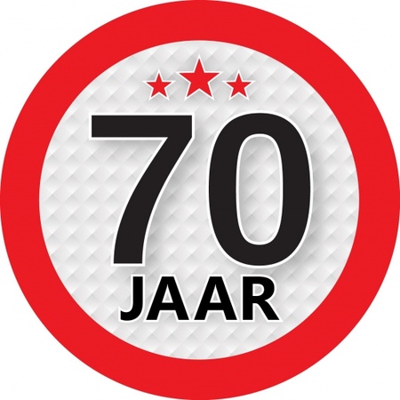 70 year sticker round 9 cm